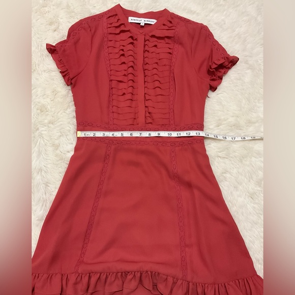 Rebecca Minkoff Ariel Tiered Ruffle Dress, Red/Coral, size 4 - Picture 14 of 16